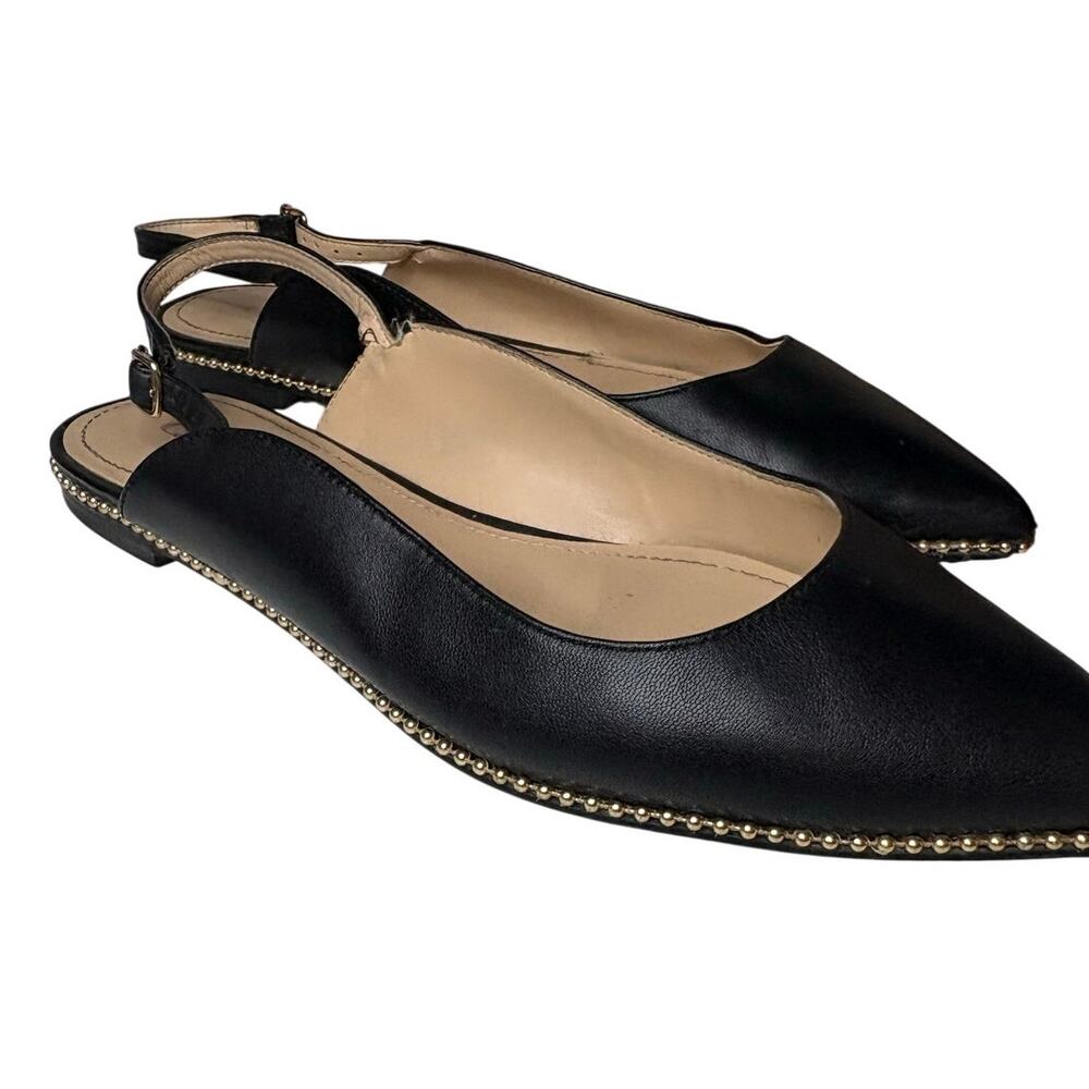 Coach Vae Leather Skimmer Flat Black Slingback Pointed Toe Size 10B - Picture 3 of 8